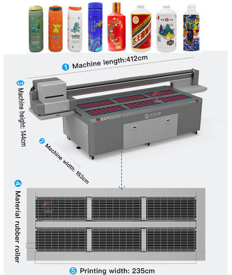 Impressora UV personalizável de 10 cm de altura média e 2500 x 1000 x 1300 mm Dimensão do equipamento