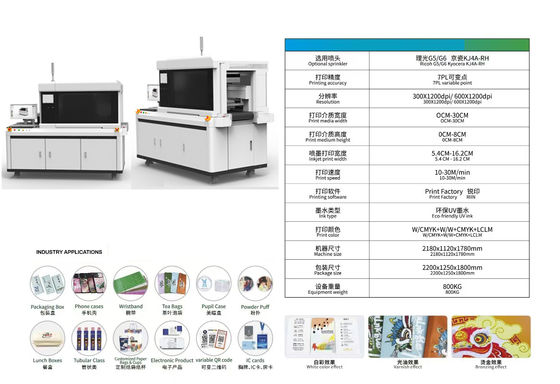 Impressora de impressão UV de jato de tinta de passagem única com software Onyx Thrive Rip e bico Ricoh Gen 5i